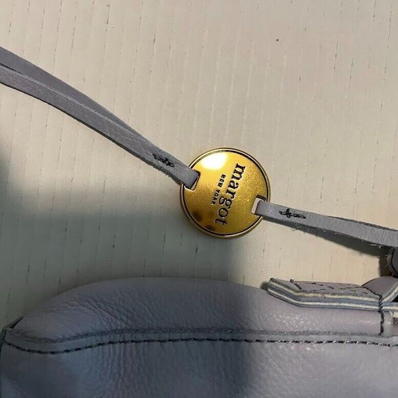 Margot New York Small Crossbody Purse Light Blue Genuine Leather Classic - Picture 3 of 5